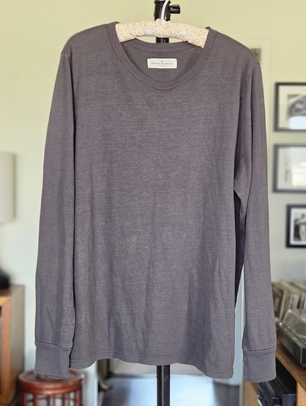 Imogene + Willie Long Sleeve Midweight Crewneck Shirt - Charcoal